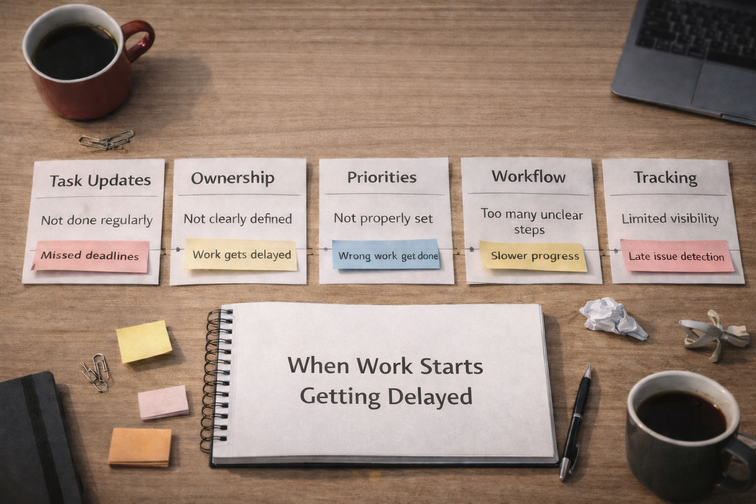 When Work Starts Getting Delayed in Project Management Project delays caused by unclear tasks ownership and tracking